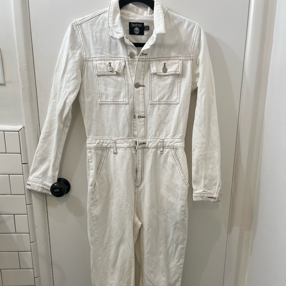 Boohoo White Jumpsuit